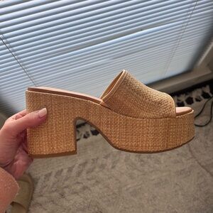 Women’s Ricky Platform Heels with Memory Foam Insole - A New Day - Beige Size 7